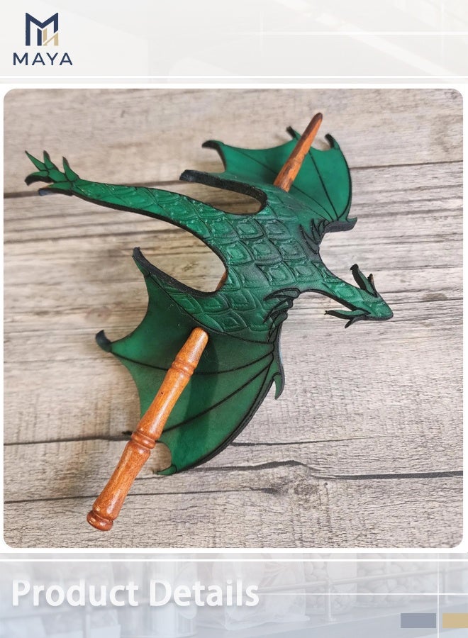 Maya Medieval PU Leather Dragon Hair Stick with Wooden Pin – Gothic Fantasy Hair Fork for Cosplay, LARP, Renaissance Fair & Daily Hair Decoration - Image 5