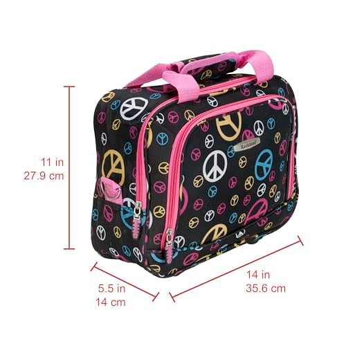 Rockland Fashion Softside Upright Luggage Set,Expandable, Wheel, Telescopic Handle, Peace, 2-Piece (14/19) - Image 5