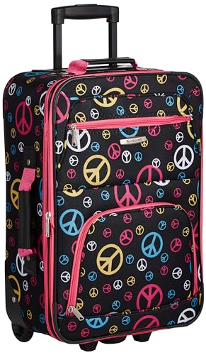 Rockland Fashion Softside Upright Luggage Set,Expandable, Wheel, Telescopic Handle, Peace, 2-Piece (14/19) - Image 4