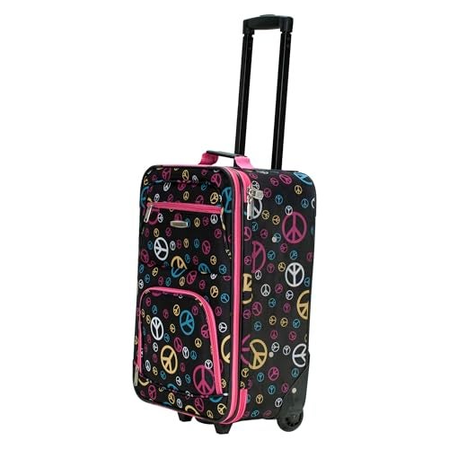 Rockland Fashion Softside Upright Luggage Set,Expandable, Wheel, Telescopic Handle, Peace, 2-Piece (14/19) - Image 2