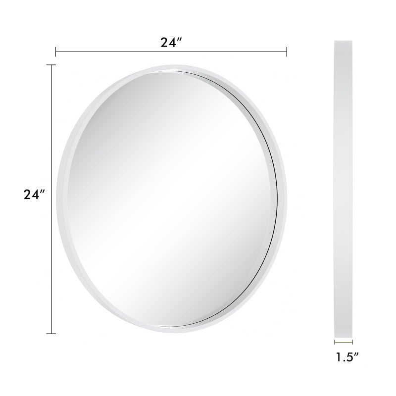 WallBeyond Round Wood Mirror 24 inch Circle Wall Mirror for Bathroom Round Wall Mirror for Wall Decor, Vanity, Entryway Living Room (White) - Image 4