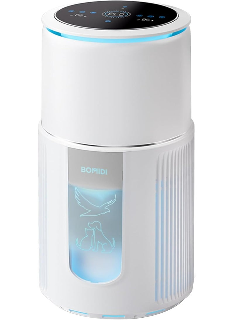 باميدي جهاز تنقية هواء الحيوانات الأليفة - فلتر H13 HEPA، تحكم ذكي بالواي فاي، مزيل للروائح، فلتر شعر قطني ساكن، تصميم سهل السحب، تشغيل هادئ، معدل صرف هواء نظيف مرتفع، مناسب لشعر الحيوانات الأليفة، قشرة الرأس، الغبار، الدخان، الحساسية، AP02 - Image 1
