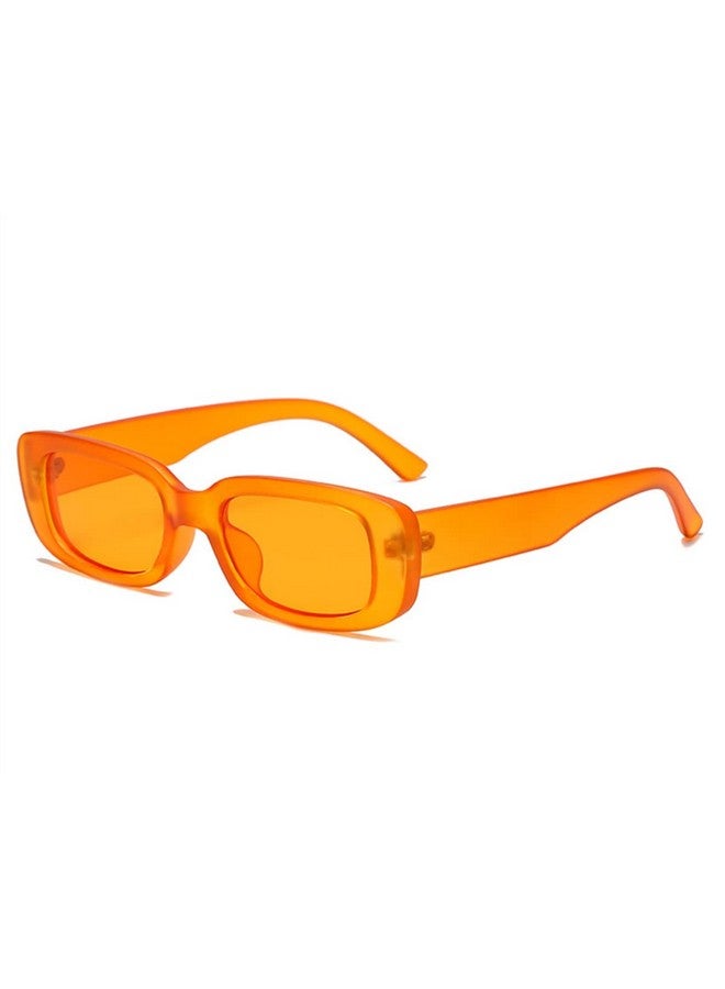 iKANOO Rectangle Sunglasses Women Fashion Uv 400 Retro Square Frame Glasses Eyewear (Orange) - Image 1