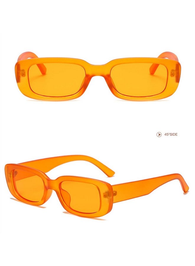iKANOO Rectangle Sunglasses Women Fashion Uv 400 Retro Square Frame Glasses Eyewear (Orange) - Image 2