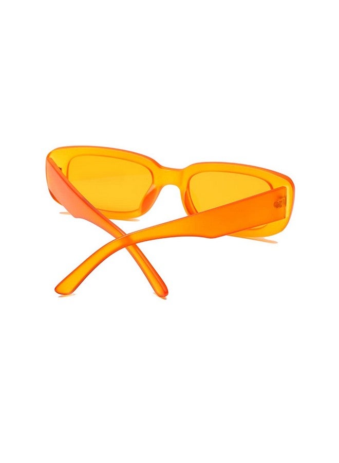 iKANOO Rectangle Sunglasses Women Fashion Uv 400 Retro Square Frame Glasses Eyewear (Orange) - Image 3