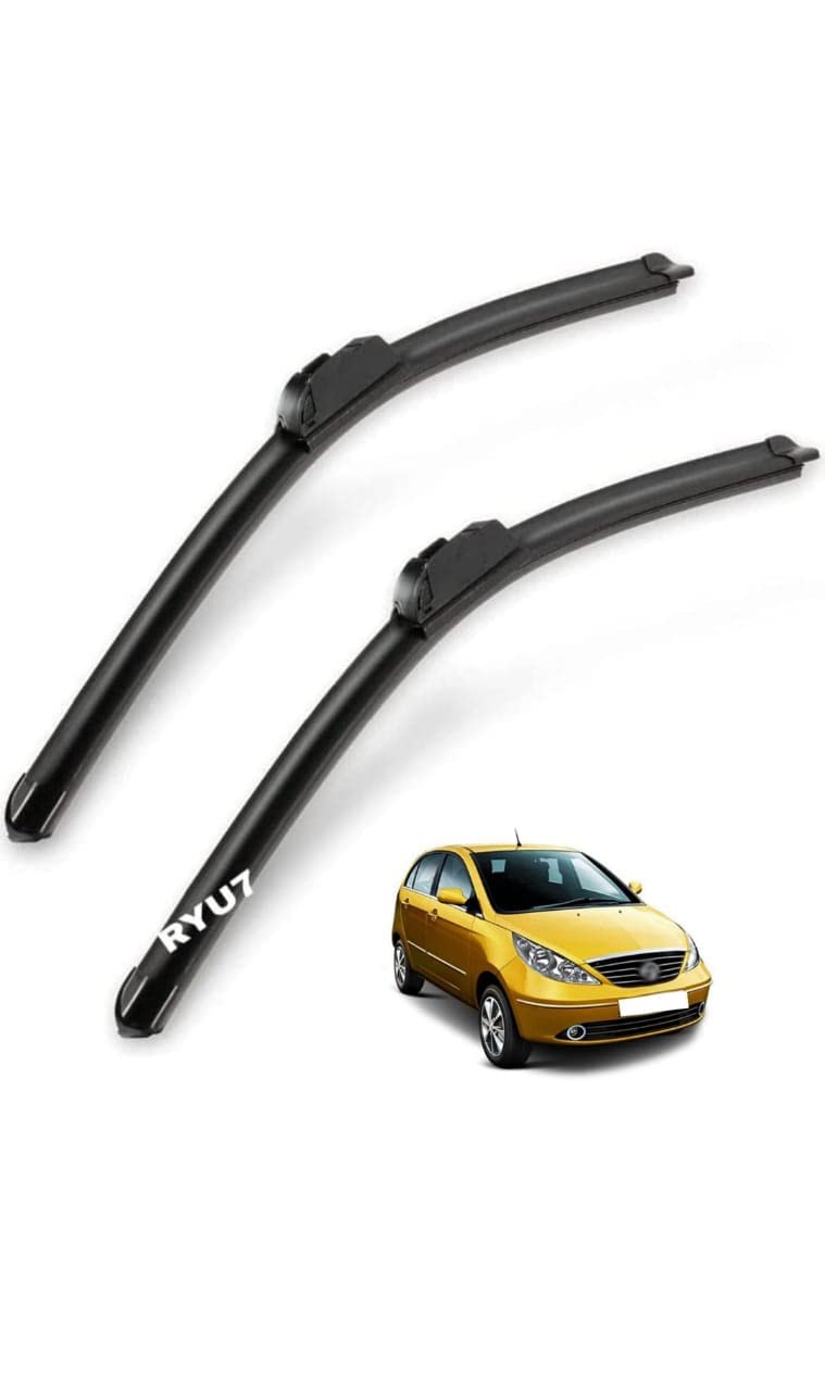 RYU7® Aerodynamic Design Frameless Wiper Blades Compatible with Indica Vista, Size-24" 16" (Pack of 2) - Image 1
