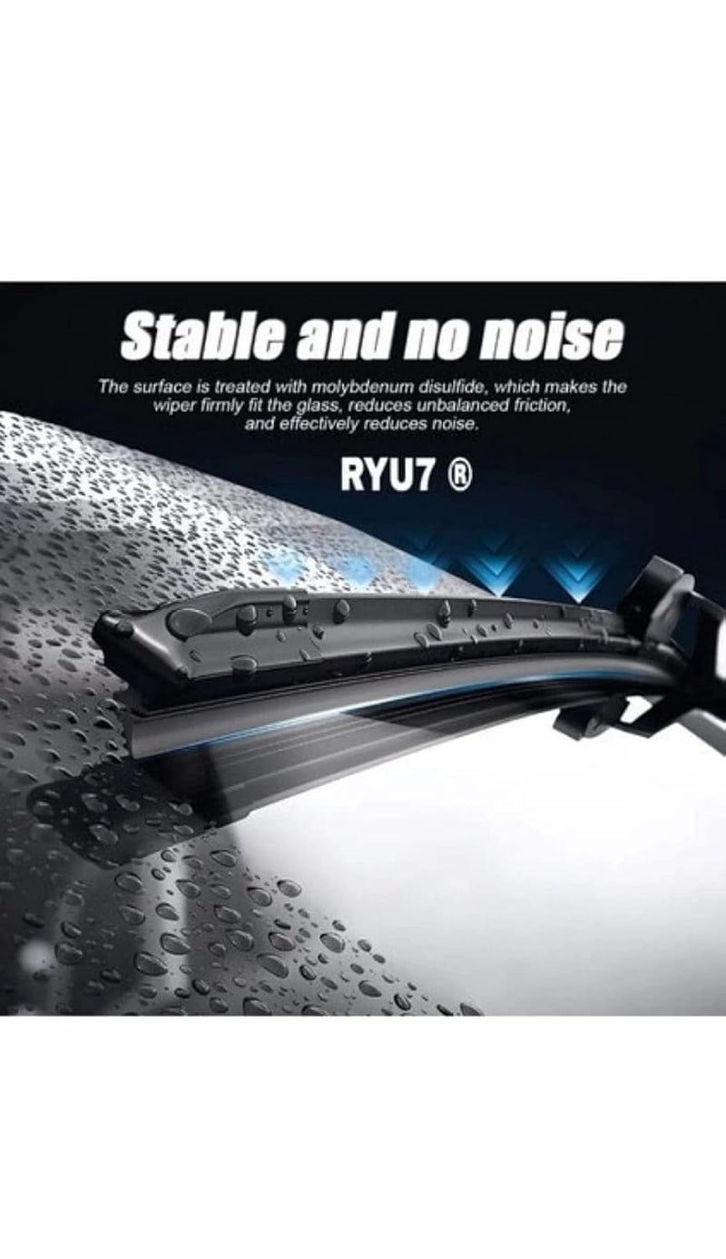 RYU7® Aerodynamic Design Frameless Wiper Blades Compatible with Indica Vista, Size-24" 16" (Pack of 2) - Image 2