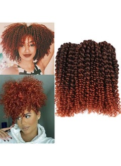 Sharopul Short Kinky Curl Hairstyle 8 Inch 3pcs/pack Afro Kinky Twist Hair Soft Synthetic Crochet Braiding Hair Extention (1b/350)  - Image 2