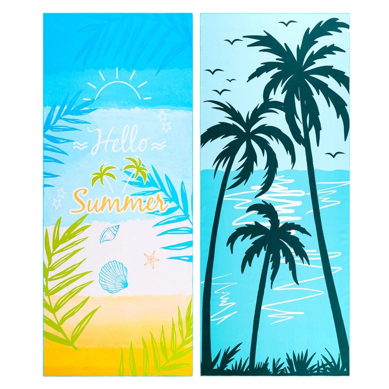 2 Pack Microfiber Beach Towel Oversized Microfiber Pool Towel 75x 35 SandFree Beach Towel Quick Drying Camping Towel Super Absorbent Bath Blanket Soft Breathable and Lightweight