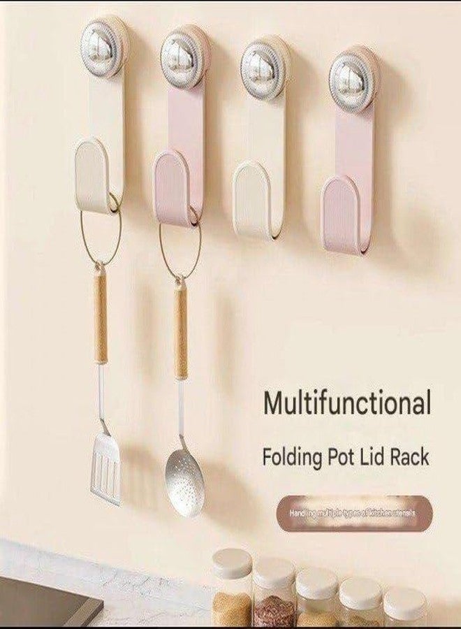 ATETO Self Adhesive Pot Lid Holder Wall Mounted No Drill Kitchen Organizer Rack for Pot Lids Pan Covers Cutting Boards Space Saving Storage Rack White 1 Piece - Image 3