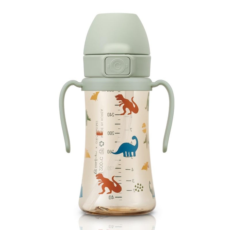 GROSMIMI Flip Top Spill Proof Sippy Cup PPSU BPA Free 10 oz Stage 2 Straw for Toddlers Dinosaur - Image 3