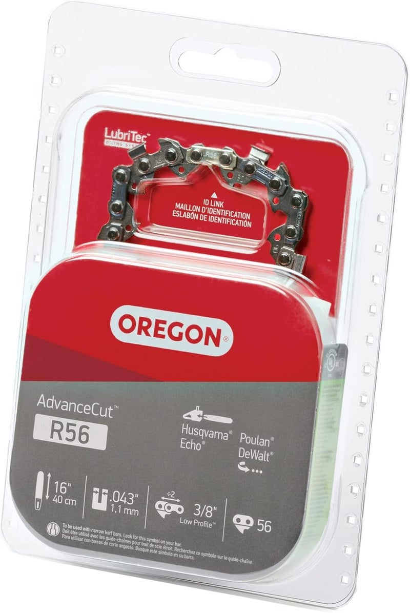 Oregon سلسلة منشار Oregon R56 AdvanceCut لبار بطول 16 بوصة - 56 وصلة دفع - سلسلة منخفضة الارتداد تناسب Greenworks و Makita و EGO و DeWalt والمزيد - Image 1