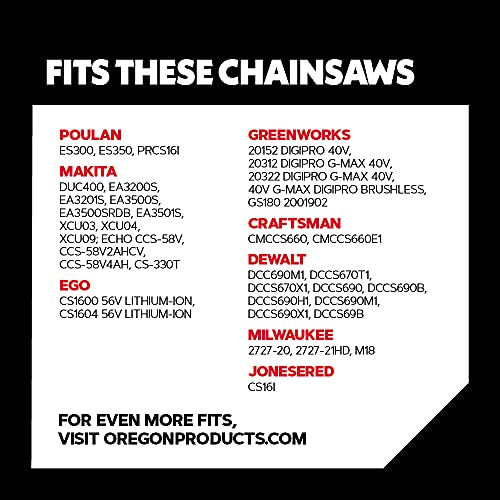 Oregon سلسلة منشار Oregon R56 AdvanceCut لبار بطول 16 بوصة - 56 وصلة دفع - سلسلة منخفضة الارتداد تناسب Greenworks و Makita و EGO و DeWalt والمزيد - Image 3