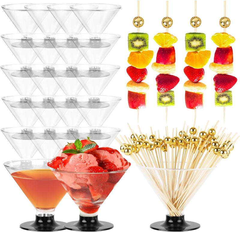 Himake 25 PCS Martini Glasses plastic Disposable , Stemless Martini Glasses for Birthday Party , Disposable Cocktail Cups for parties , 5oz Clear Acrylic Margarita Cups Bulk for Holiday Halloween Weddings - Image 1