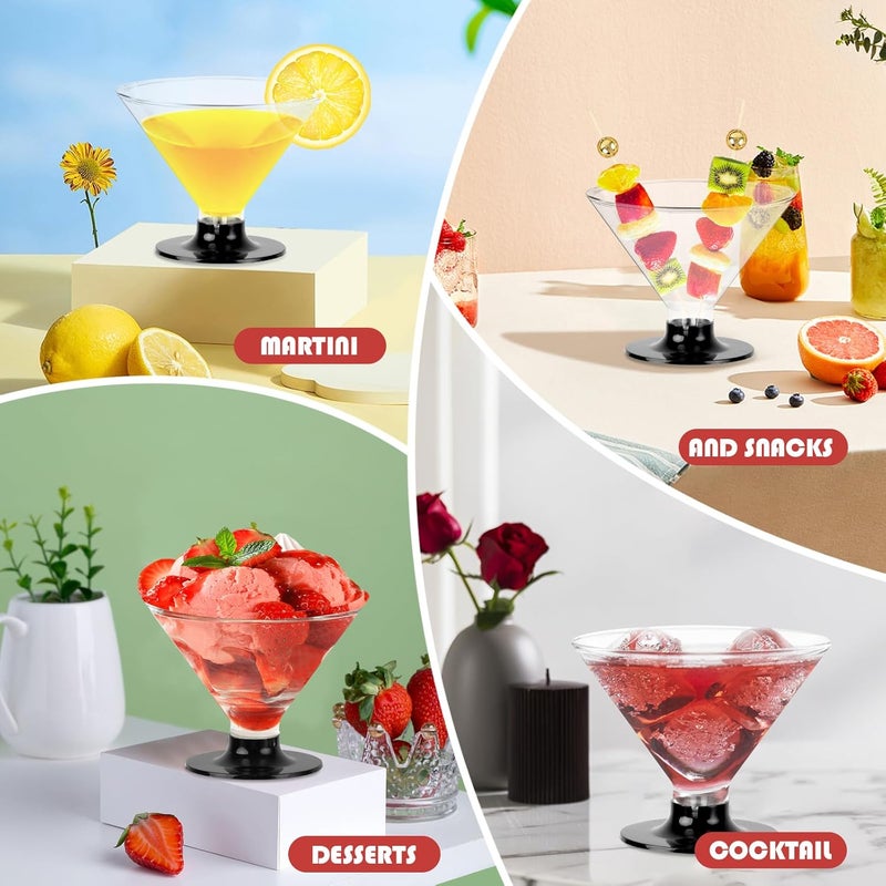 Himake 25 PCS Martini Glasses plastic Disposable , Stemless Martini Glasses for Birthday Party , Disposable Cocktail Cups for parties , 5oz Clear Acrylic Margarita Cups Bulk for Holiday Halloween Weddings - Image 4