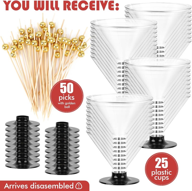 Himake 25 PCS Martini Glasses plastic Disposable , Stemless Martini Glasses for Birthday Party , Disposable Cocktail Cups for parties , 5oz Clear Acrylic Margarita Cups Bulk for Holiday Halloween Weddings - Image 2