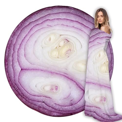 ARESD Funny Onion Blanket - Soft, Comfortable Flannel Round Novelty Food Blanket for Adults, Kids, Crib, Sofa, Outdoors - 35 Inch - Image 1