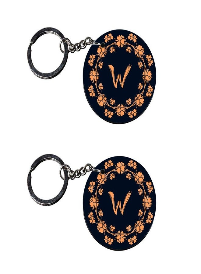 Anuman007 | Alphabet W keychain | keychain for jesus Printed Wooden Keychains | Circle Shape Set of 2 keyrings 2x2 inch - Image 2