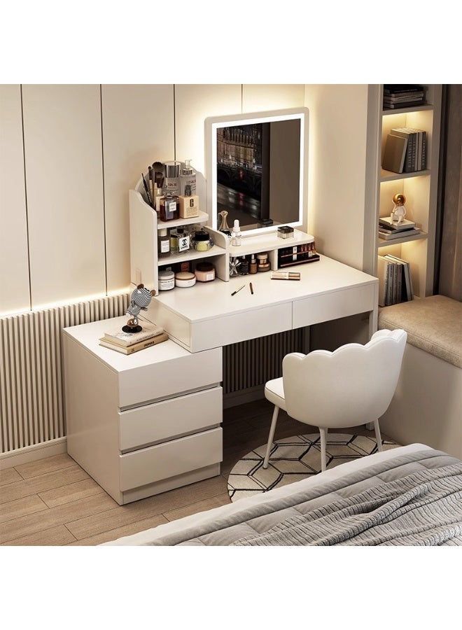 Vanity Desk with Mirror and Lights, Makeup Vanity Table with Storage Drawers, Modern Dressing Table for Bedroom, Vanity Set with Cushioned Stool, White Makeup Desk for Women Girls（SZZ024） - Image 1