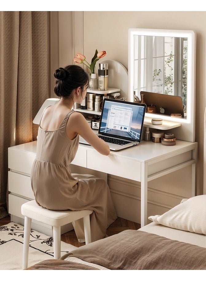 Vanity Desk with Mirror and Lights, Makeup Vanity Table with Storage Drawers, Modern Dressing Table for Bedroom, Vanity Set with Cushioned Stool, White Makeup Desk for Women Girls（SZZ024） - Image 2