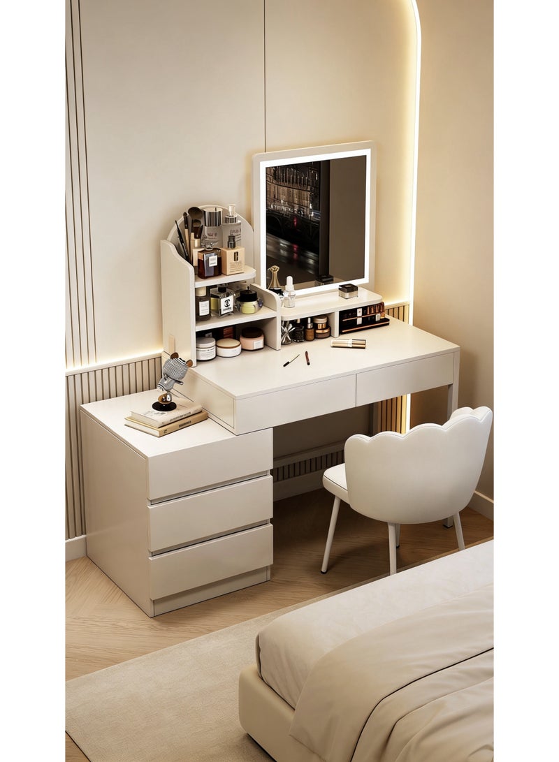 Vanity Desk with Mirror and Lights, Makeup Vanity Table with Storage Drawers, Modern Dressing Table for Bedroom, Vanity Set with Cushioned Stool, White Makeup Desk for Women Girls（SZZ024） - Image 4