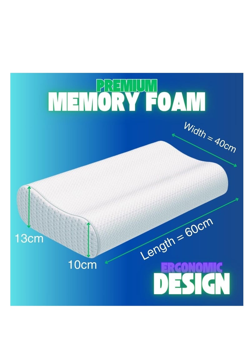Memory Foam Bed Pillow, Ergonomic Neck Support with Rebound Technology, Medical Pillow Suitable for Side or Back Sleeping, Relieves Neck and Shoulder Pain - Image 4