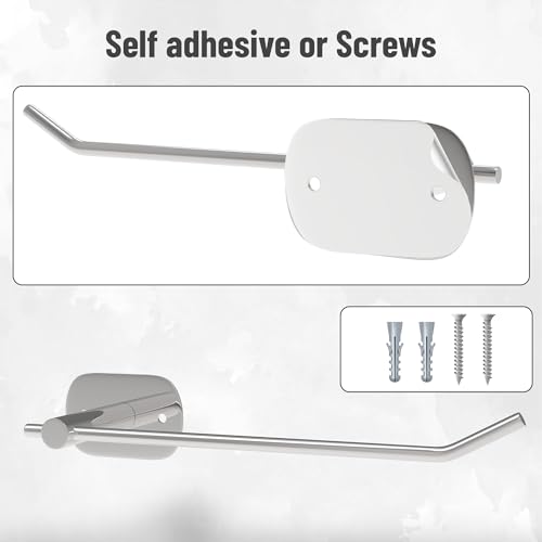 ACHRO Self Adhesive and Wall Mount Stainless Steel Toilet Paper Holder Rod Type, Wall Mounted Tissue Paper Holder with Shelf Adhesive, Toilet Paper Roll Holder for Bathroom with Nickel Satin Finish - Image 4