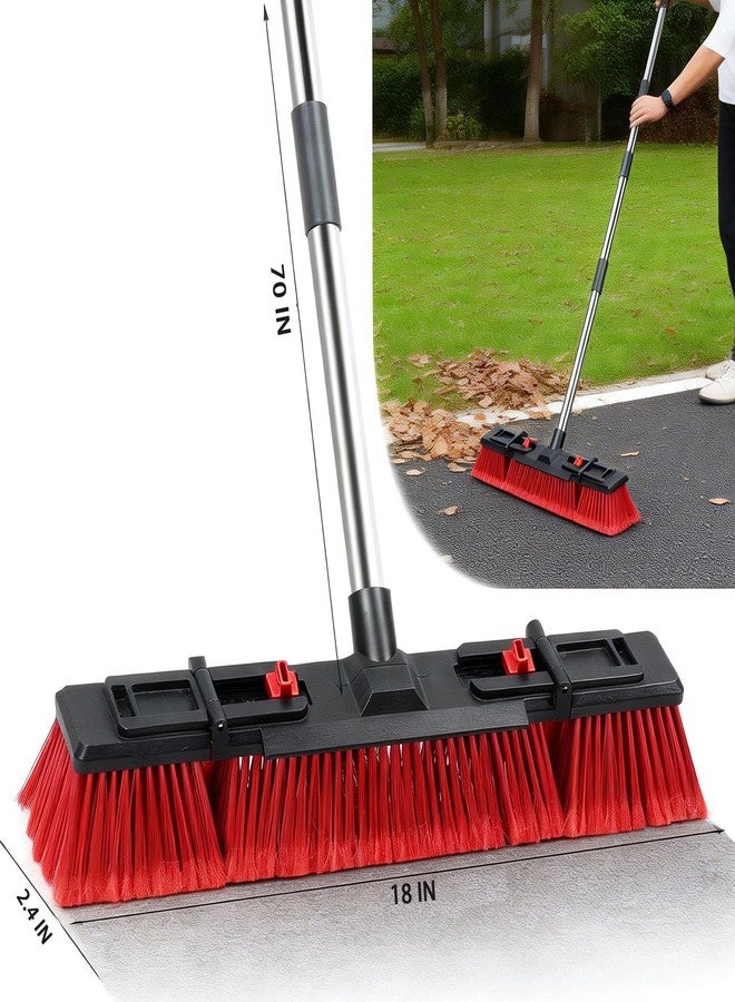 SUNKI Heavy Duty Push Broom Outdoor Commercial Grade, 70" Adjustable Handle Industrial Broom with Durable Stiff Bristles for Garage Floor, Driveway, Sidewalk, Warehouse, Patio, Shop & Construction Cleaning - Image 2
