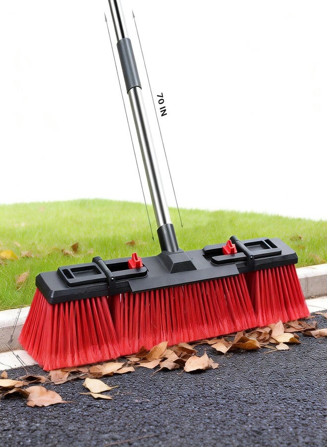 SUNKI Heavy Duty Push Broom Outdoor Commercial Grade, 70" Adjustable Handle Industrial Broom with Durable Stiff Bristles for Garage Floor, Driveway, Sidewalk, Warehouse, Patio, Shop & Construction Cleaning - Image 4
