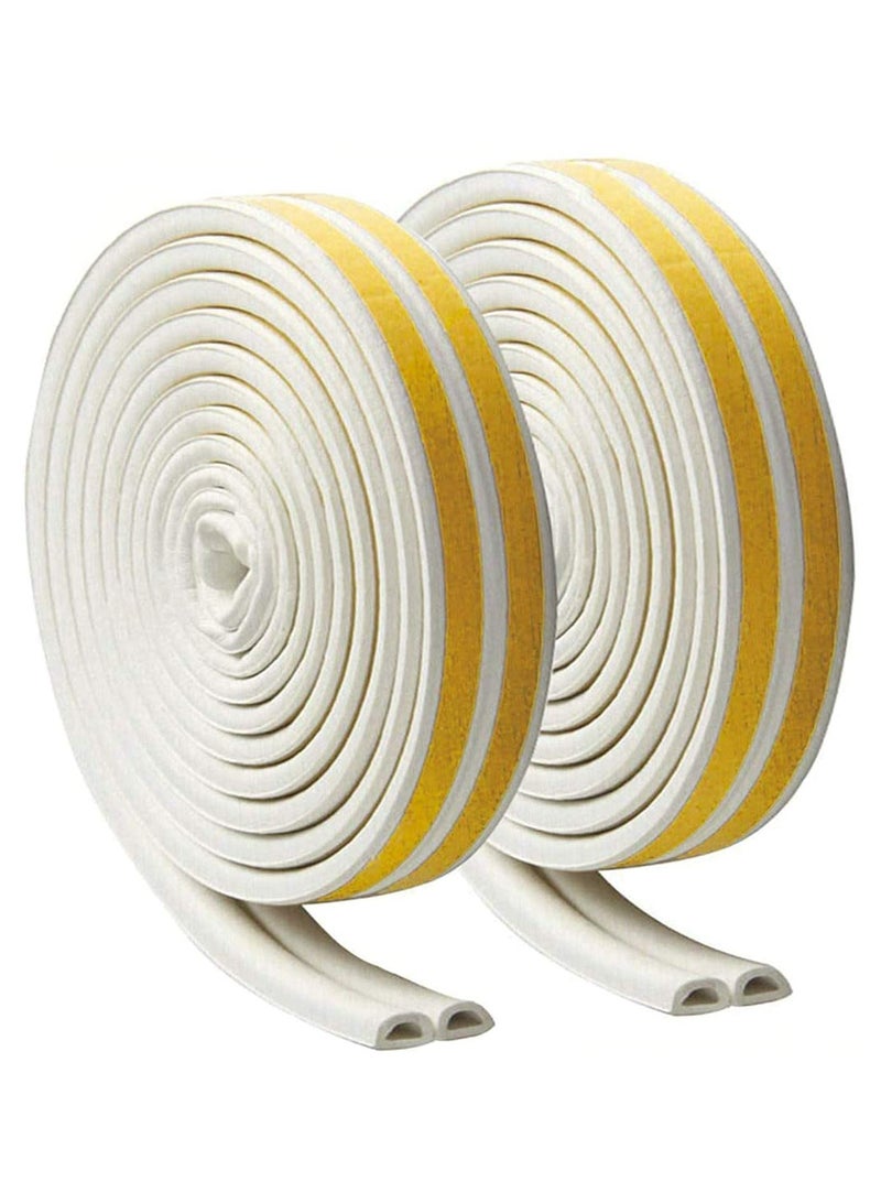 شريط لاصق للطقس، شريط عازل للطقس مضاد للتصادم مانع للتيار الهوائي لنوافذ الأبواب، شريط عازل للطقس ذاتي اللصق، شريط عازل للصوت من النوع D، شريط عازل للصوت من الفوم، 9 × 6 مم، 2 مانع تسرب إجمالي 10 م - Image 1