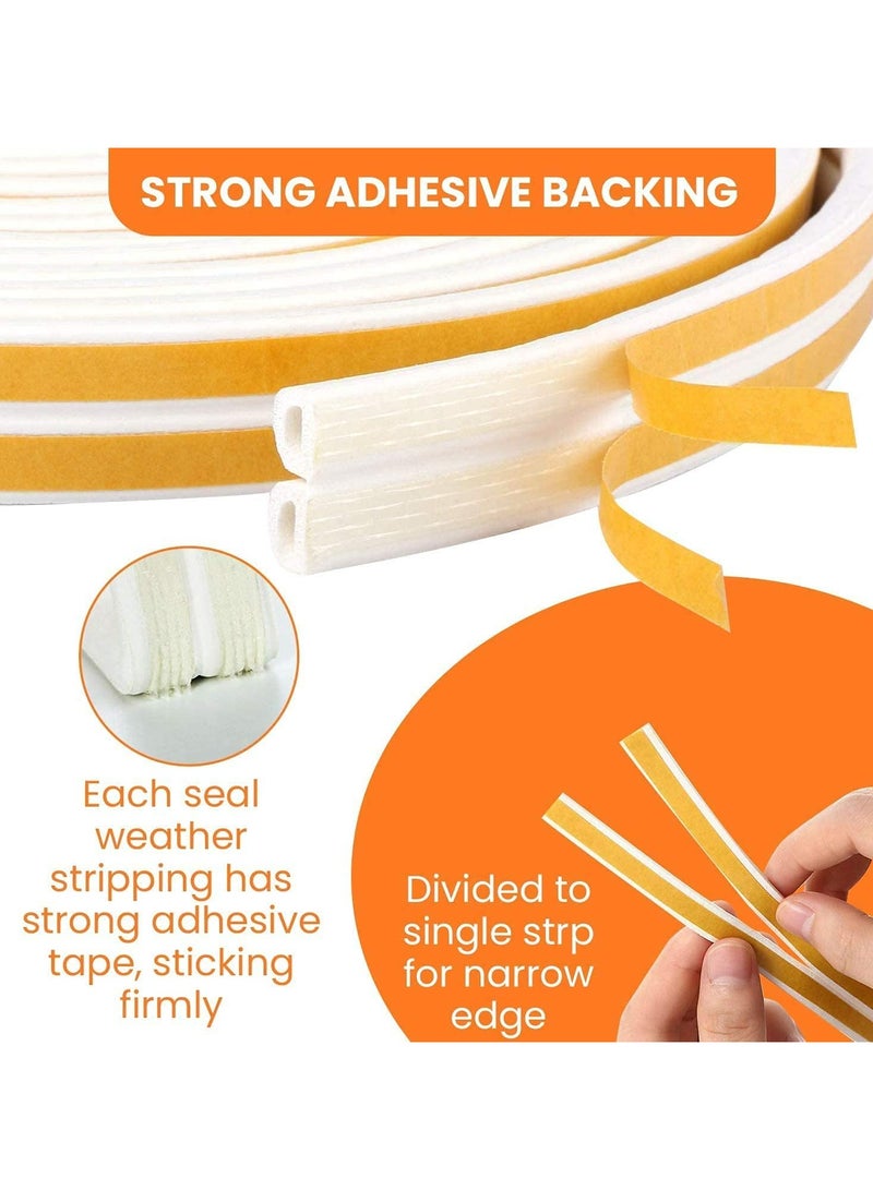 شريط لاصق للطقس، شريط عازل للطقس مضاد للتصادم مانع للتيار الهوائي لنوافذ الأبواب، شريط عازل للطقس ذاتي اللصق، شريط عازل للصوت من النوع D، شريط عازل للصوت من الفوم، 9 × 6 مم، 2 مانع تسرب إجمالي 10 م - Image 3