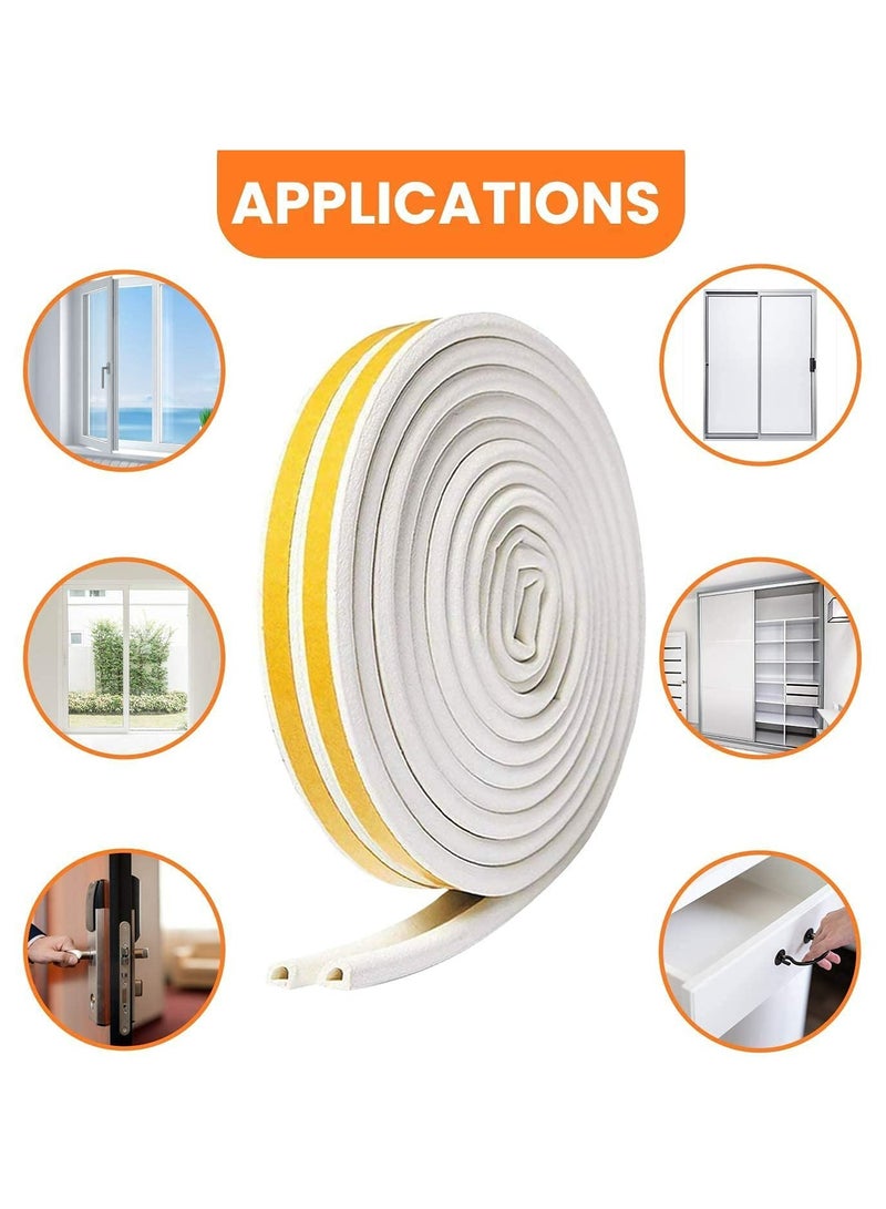 شريط لاصق للطقس، شريط عازل للطقس مضاد للتصادم مانع للتيار الهوائي لنوافذ الأبواب، شريط عازل للطقس ذاتي اللصق، شريط عازل للصوت من النوع D، شريط عازل للصوت من الفوم، 9 × 6 مم، 2 مانع تسرب إجمالي 10 م - Image 4