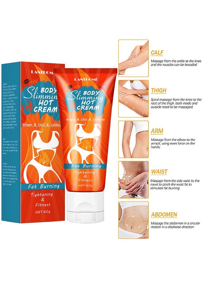 Lanthome - Body Slimming Hot Cream, Cellulite Slimming And Firming Cream, Abdominal Fat Burner, Deep Tissue Massage And Muscle Relaxant For Shaping Waist, Abdomen And Buttocks 60G - Image 1