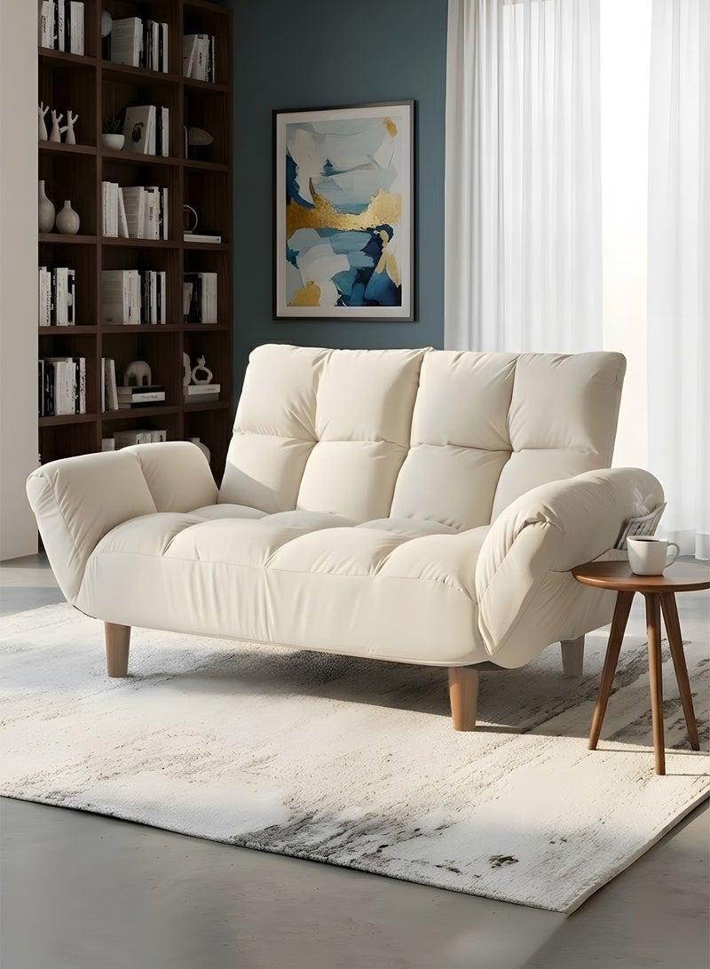 تايمي أريكة سرير قابلة للطي تصميم عملي بذراعين ومسند ظهر قابل للتعديل، مناسبة لغرفة المعيشة والمكتب، 110×30×60 سم - أبيض - Image 1