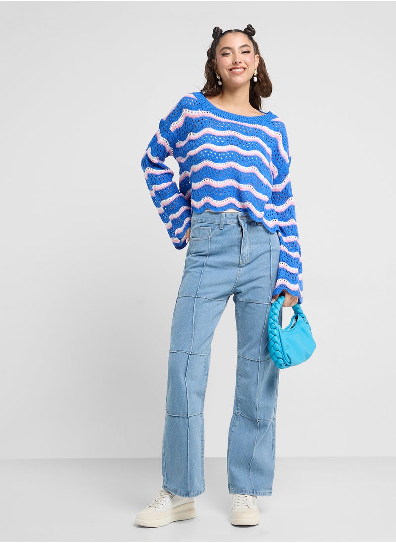 Ginger High Waist Seam Detail Wide Leg Jeans  - Image 1