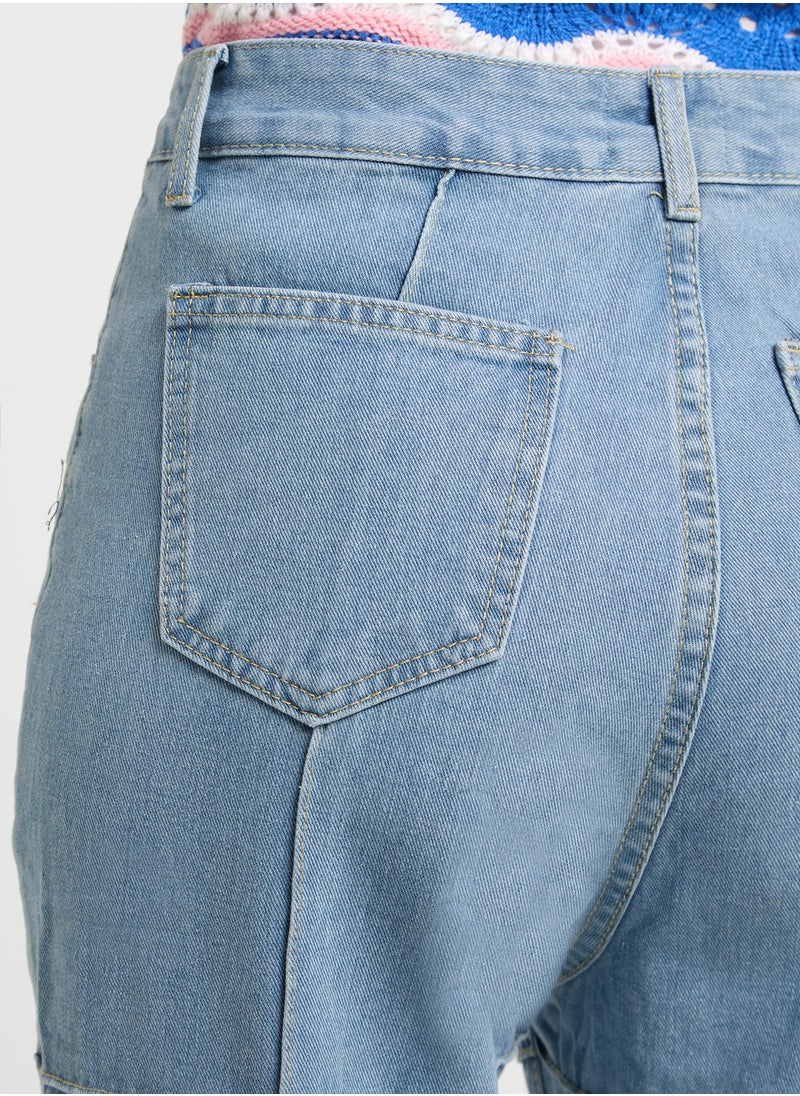 Ginger High Waist Seam Detail Wide Leg Jeans  - Image 5