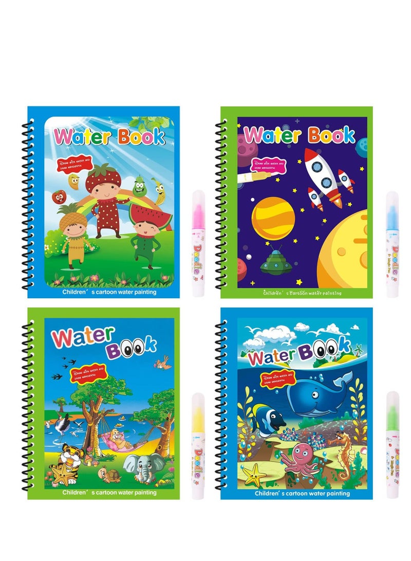 KASTWAVE Water Coloring Book-4Packs- for Toddler2-4Years-Mess Free Coloring Book-Books for 3 Year Olds-Reusable Coloring Book -Gift for Toddlers-Water Painting-Wow Book  - Image 1