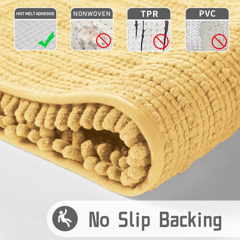 Yimobra Original Luxury Chenille Bath Mat  55.1 x 24 Inches  Soft Shaggy and Comfortable  Large Size  Super Absorbent and Thick  Non-Slip  Machine Washable  Perfect for Bathroom  Yellow - Image 4