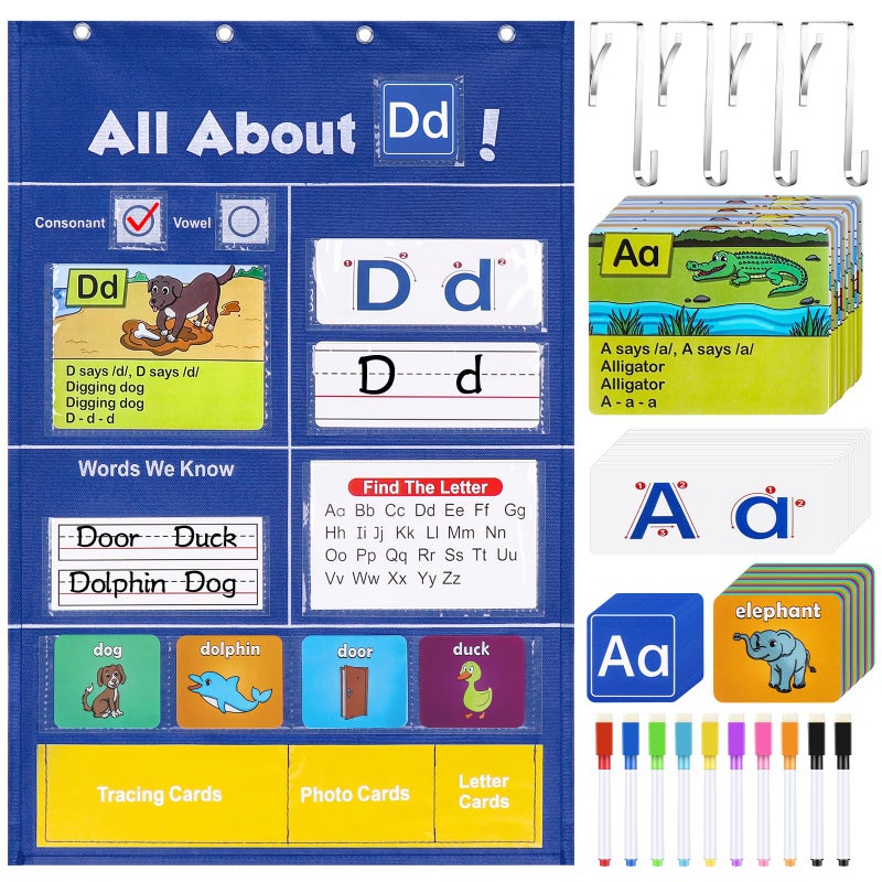 Meetory Alphabet Learning Pocket Chart Alphabet Wall Chart ABC Flash Cards Learning Material Handwriting Practice Letter Tracing Homeschool Preschool Kindergarten Learning Activities Must Haves - Image 2