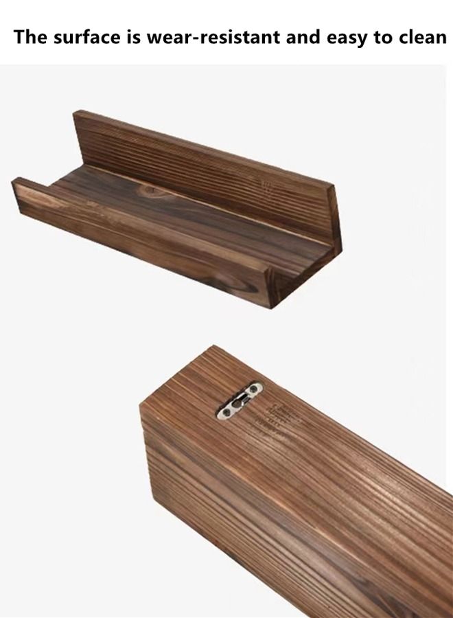 Kutis رفوف خشبية مثبتة على الحائط/رف تخزين خشبي مكون من 3 قطع، بني، 32 × 10 × 7 سم - Image 5