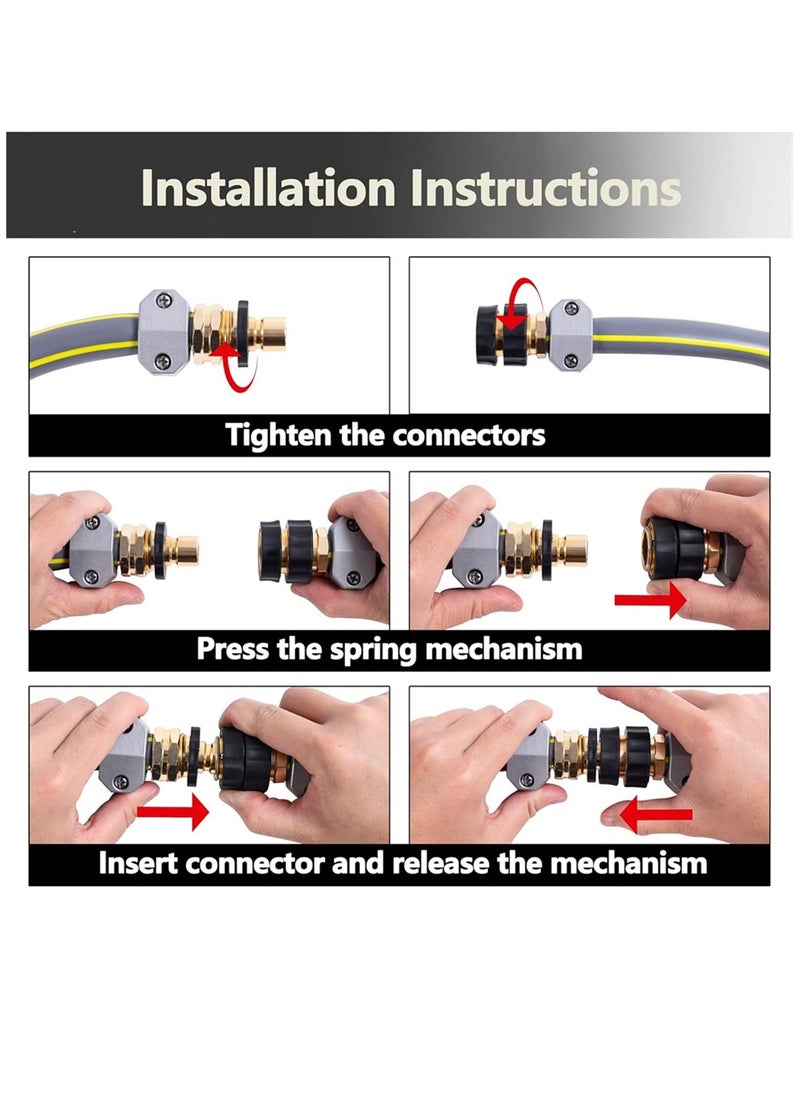 KASTWAVE Quick Connect Garden Hose Fittings 4 Sets Water Hose Quick Connect Fittings for Garden Hose Quick Disconnect Connect Connectors, Quick Connect Hose Fittings  - Image 3