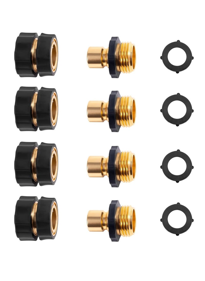 KASTWAVE Quick Connect Garden Hose Fittings 4 Sets Water Hose Quick Connect Fittings for Garden Hose Quick Disconnect Connect Connectors, Quick Connect Hose Fittings  - Image 1