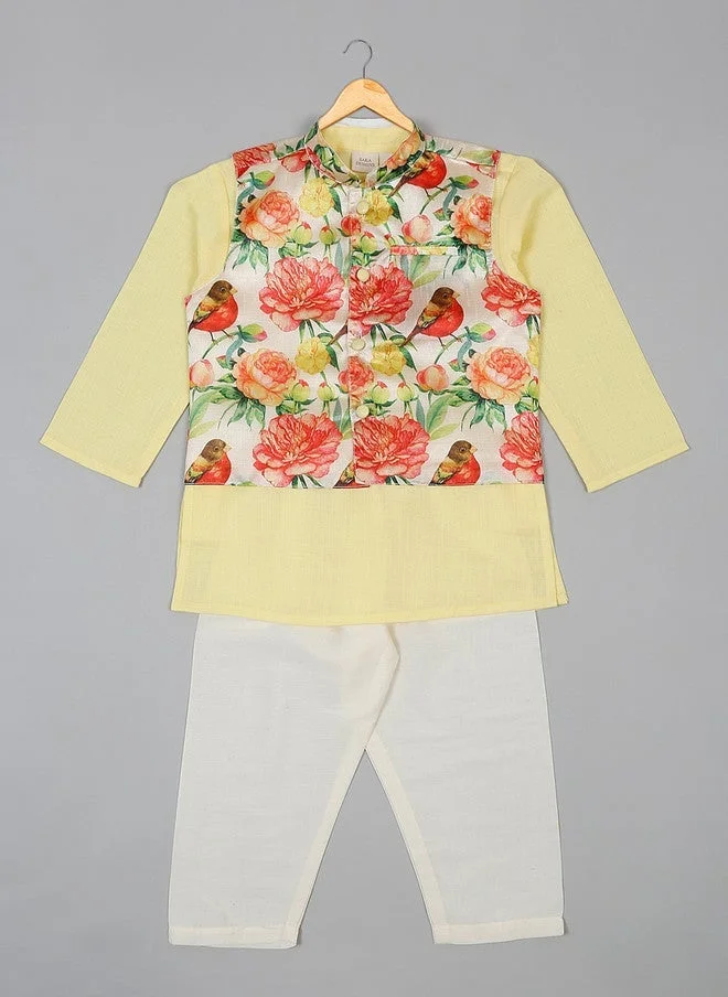 Saka Designs Boys Pure Cotton Kurta Set with Jacket