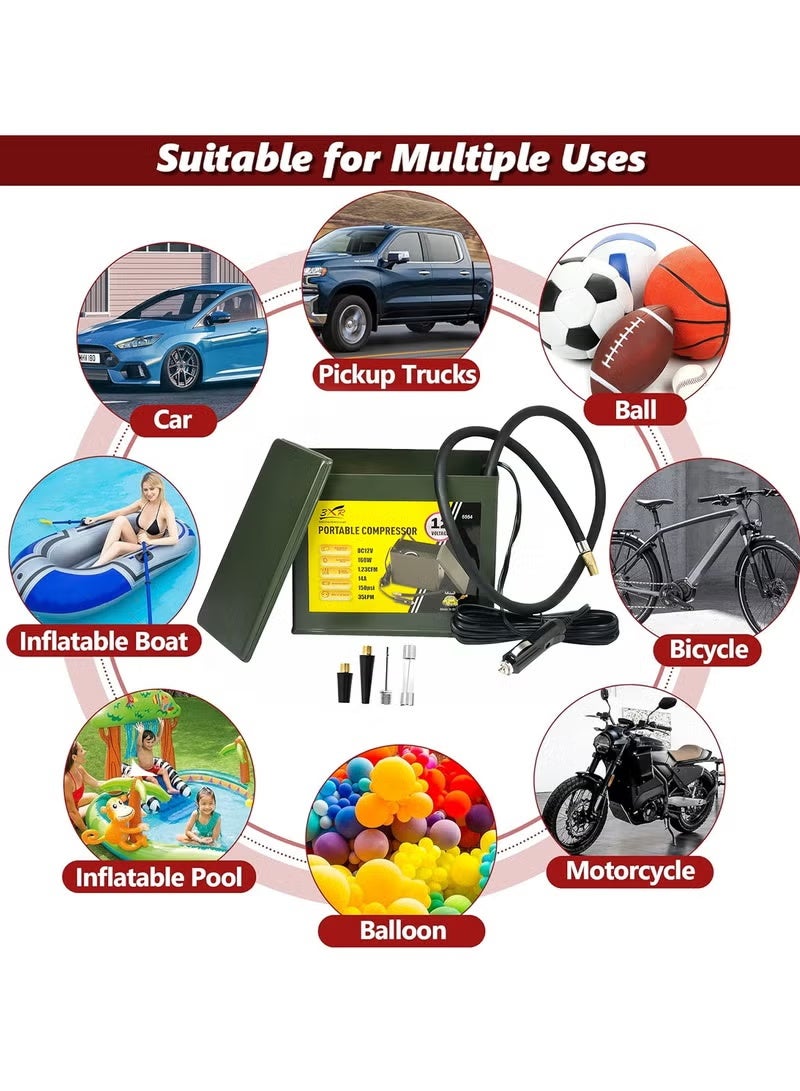 3XR High Performance 150PSI, 12V Portable Air Compressor 160W with Durable Metal Housing and Multifunctional Accessories - Image 5
