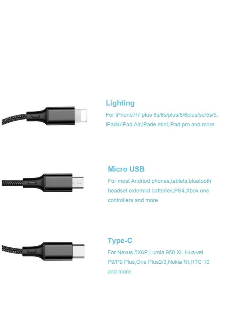 ELTRAZONE Nylon Braided 3 In 1 Fast Charging Cable For Iphone , Samsung , Huawei , Oppo , And Tables - Image 5