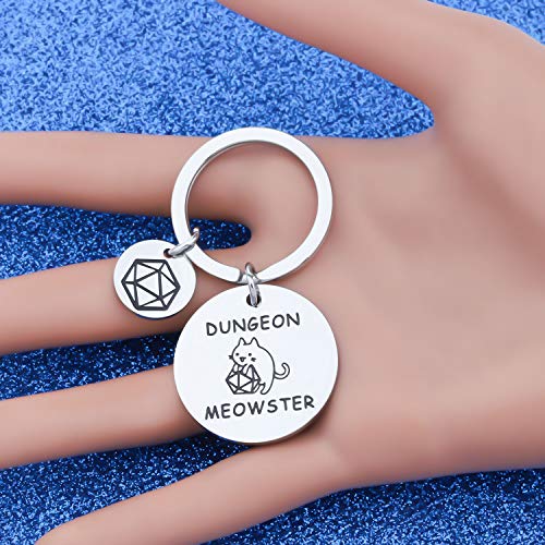 WUSUANED Dungeon Meowster Keychain, Stainless Steel, RPG Gamer Cat Lover Gift - Image 5