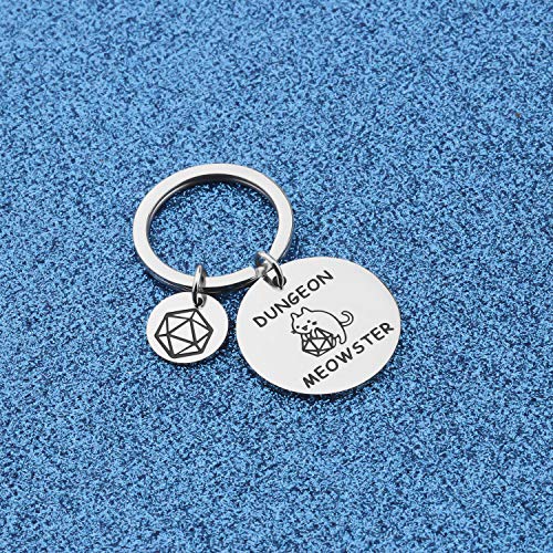WUSUANED Dungeon Meowster Keychain, Stainless Steel, RPG Gamer Cat Lover Gift - Image 3