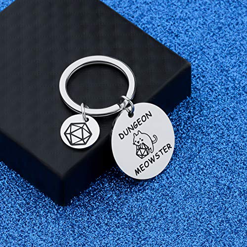 WUSUANED Dungeon Meowster Keychain, Stainless Steel, RPG Gamer Cat Lover Gift - Image 4