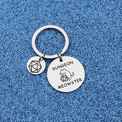 WUSUANED Dungeon Meowster Keychain, Stainless Steel, RPG Gamer Cat Lover Gift - Image 2
