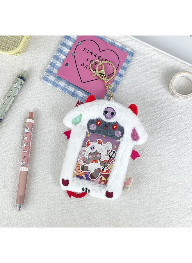 NIBEMINENT 1 - Piece Cartoon Devil Kpop Photo Card Holder Pendant Key Chain ID Badge Holder ID Card Holder Photo Card Protector for School ID Office ID Access Card for Women Girls  - Image 1